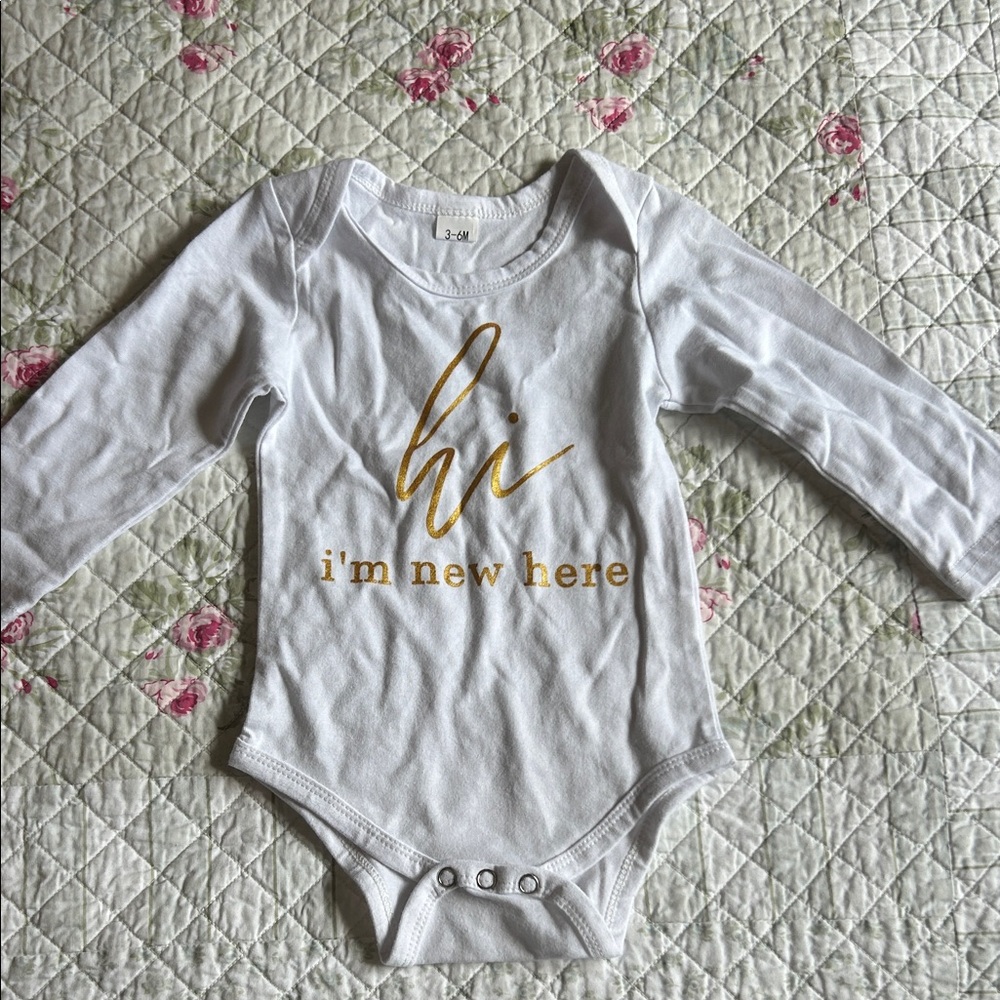 White and Gold Baby Onesie